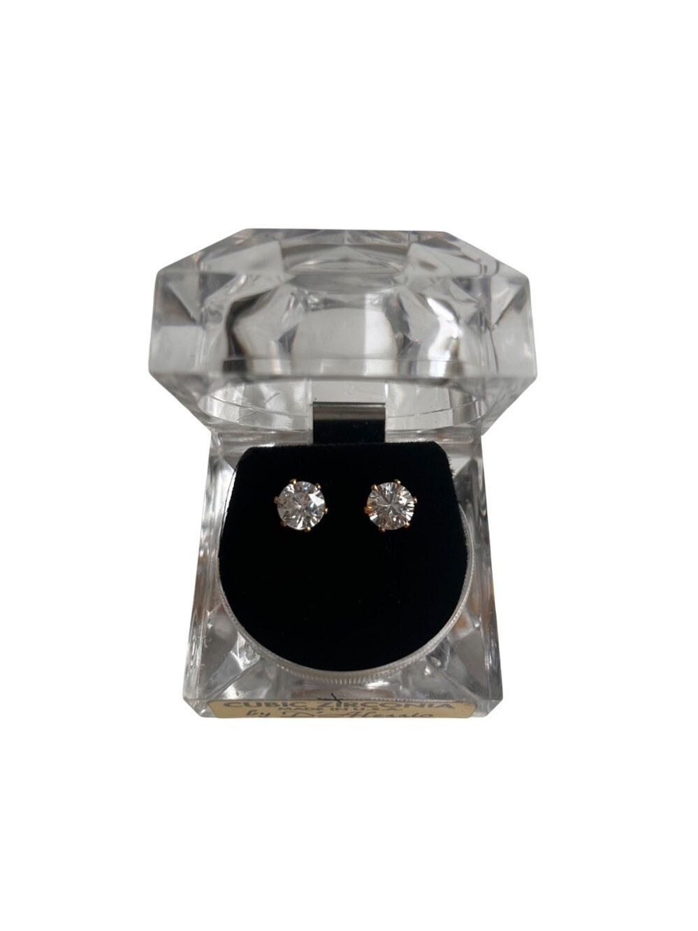 NIB D'Alessio CZ Cubic Zirconia Gold-tone Pierced Earrings